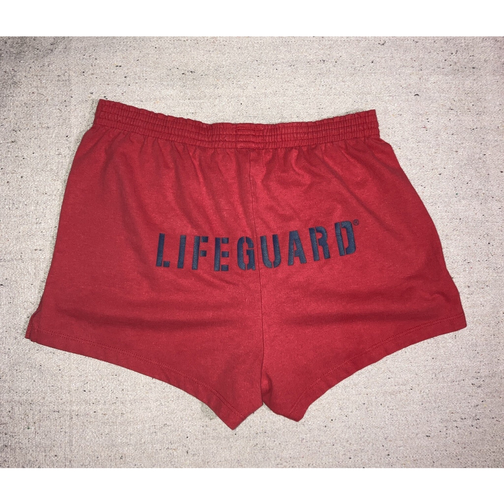 Vintage Red Speedo Lifeguard Shorts Spell Out Graphic￼ Embroidered logo Mens S M